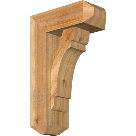 Ekena Millwork Olympic Craftsman Rough Sawn Bracket w/ Offset Brace, Western Red Cedar, 6"W x 14"D x 22"H BKT0604X14X22OLY04RWR
